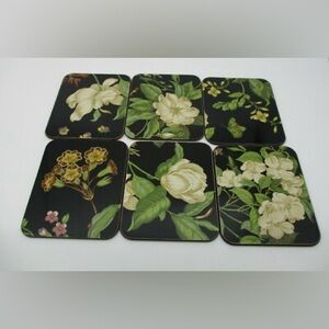 Cala Home Garden Black Coasters- Set of Six- 4x4.5”